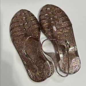 NWOT Girls' Glitter Jelly Sandals - Sparkling Brown size 12